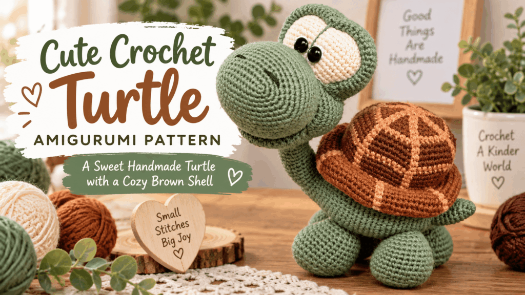 Detailed Shell Template Cute Crochet Turtle Amigurumi Pattern – A Sweet Handmade Turtle with a ...